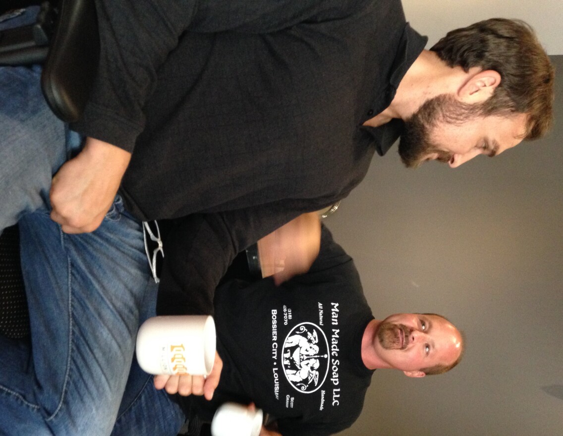 Jacob Guerra and Scott Graham presented their farmer's market venture at Cohab's business lecture series in Shreveport Wednesday.